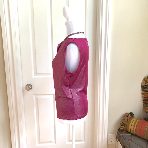 Sold Arden B Bright Pink & Sparkly Silver Metallic Sleeveless Top (L) - Picture 3 of 8